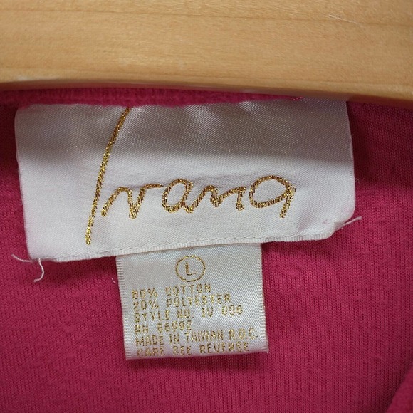 Ivana Womens Fleece Polo Shirt Pink Large Pullover Logo Embroidered Vintage - Picture 9 of 12